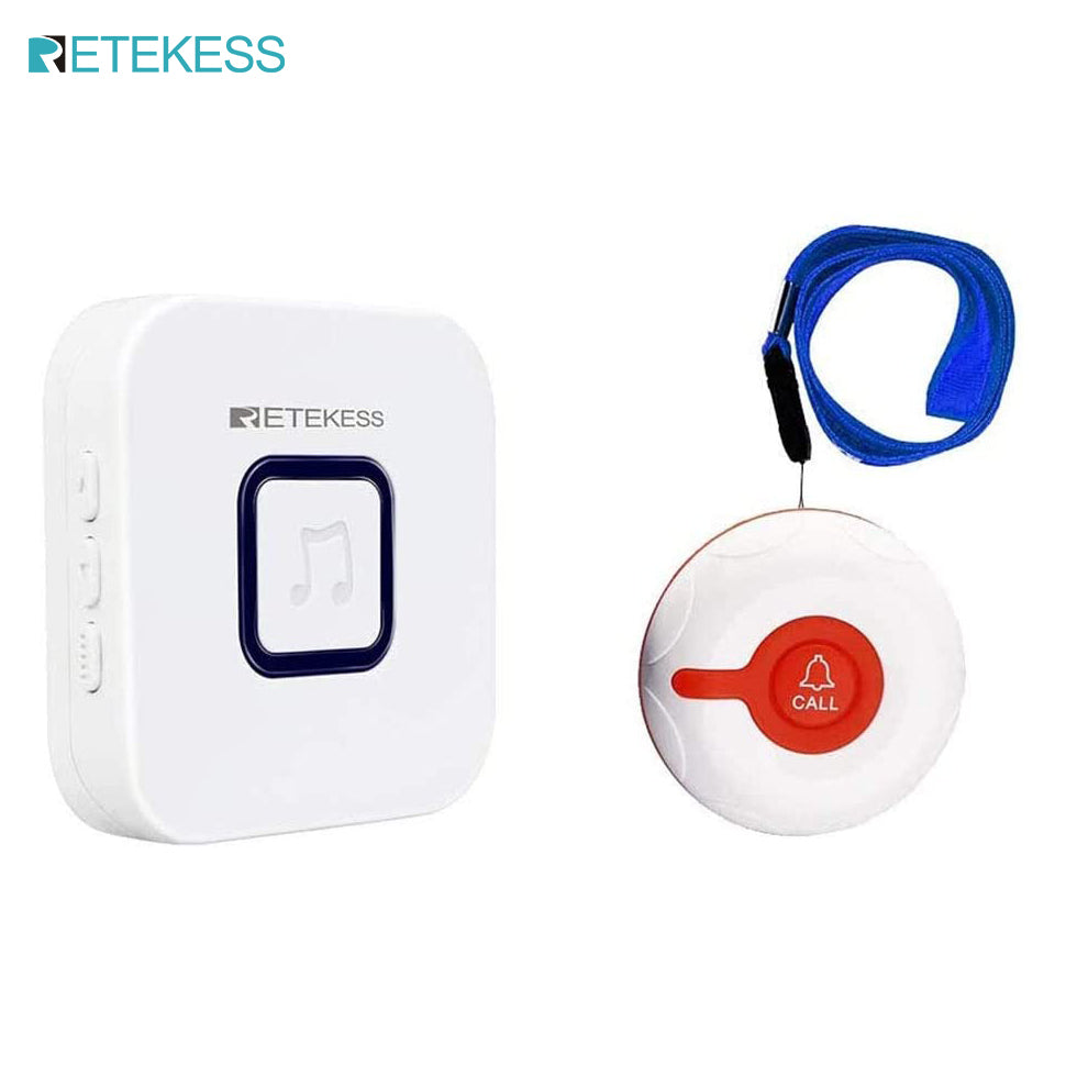 Retekess ระบบSOS เรียกฉุกเฉิน ไร้สาย ผู้สูงอายุ คนป่วย ตัวกด แบบคล้องคอ กันน้ำ TD009 ใส่อาบน้ำได้ + ตัวรับสัญญาณ ผู้ดูแล